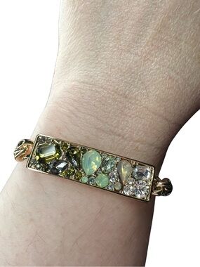 White House Black Market Gold-Tone Bracelet with Green and Opal-Like Stones